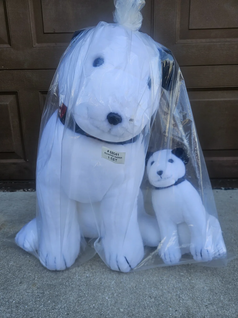 1990s RCA Nipper And Chipper Plush. Approximately 24” And 12”